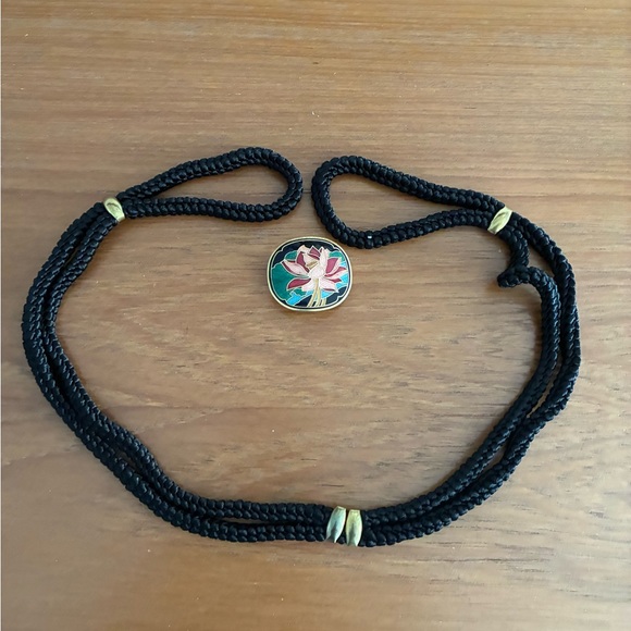 Cloisonné buckle Black Braided Stretch Belt - Picture 2 of 6